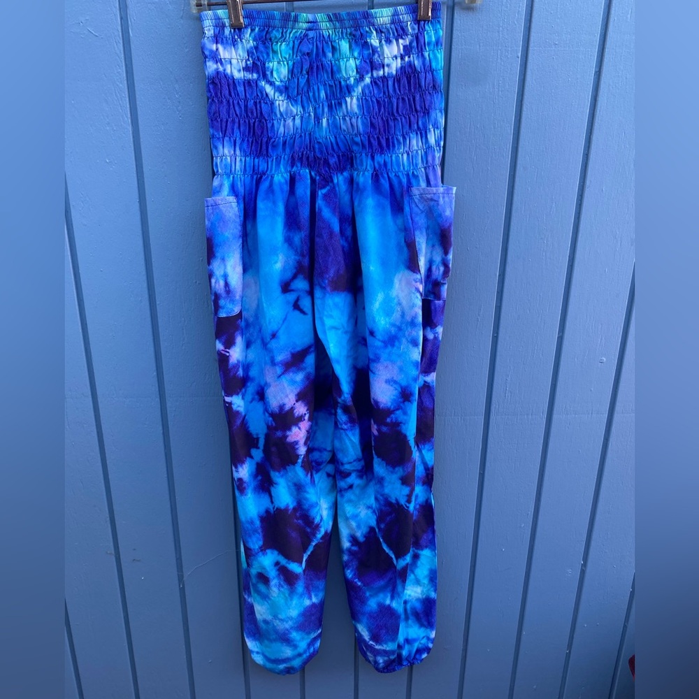 Blue Tie-Dye Festival Jumpsuit